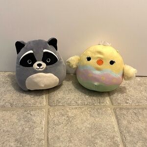 Squishmallow Easter Basket Bundle! 5” chick and raccoon